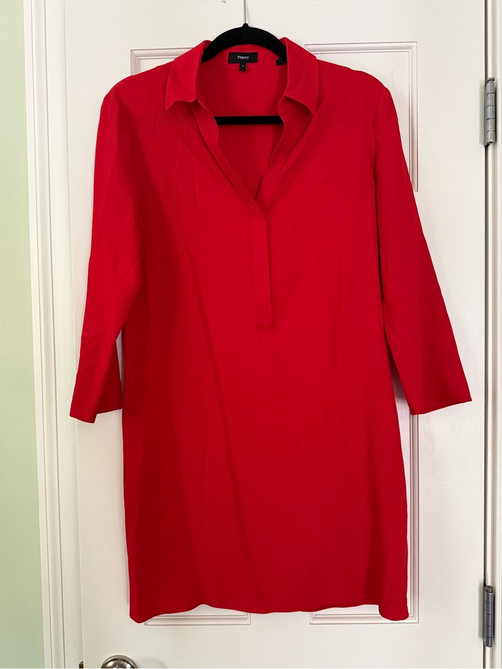 Theory Bold Red Collared Tunic Dress